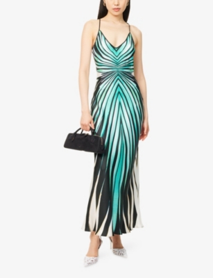 Roberto Cavalli Ray Of Sea Printed Silk Twill Midi Dress