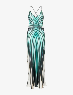 Roberto Cavalli Ray Of Sea Printed Silk Twill Midi Dress