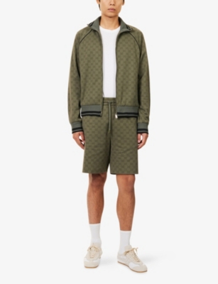 GUCCI: Monogram-Print Striped-Trims Woven Jacket