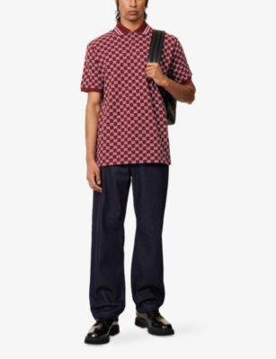 GUCCI: Monogram-Pattern Short-Sleeve Cotton Polo Shirt