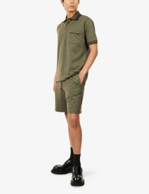 Gucci Mens New Forest Green Logo-print Jacquard Woven Shorts In Green