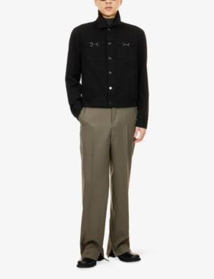 Gucci Mens Black/mix Horsebit-buckle Long-sleeve Denim Jacket In Black