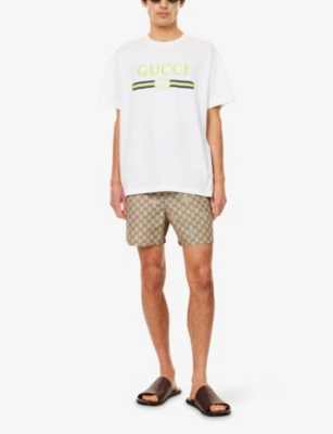 GUCCI: GG Logo-Print Swim Shorts