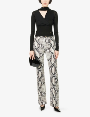 Roberto Cavalli Womens Nero V-neck Long-sleeves Knitted Top In Black