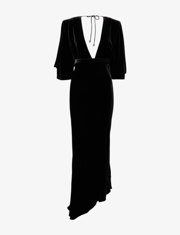 Velvet V-Neck Woven Maxi Dress