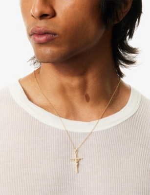 Commonlines Mens  Studded Cross Sterling-silver Necklace
