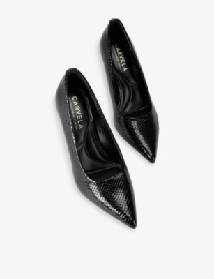Carvela Womens Black Corletta Faux-leather Heeled Courts Eur 38/5 Uk In Black