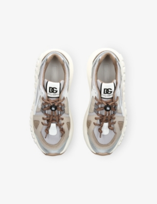 Dolce & Gabbana White/oth Kids' Branded Leather And Mesh Trainers Eur 33 / 1 Uk In White