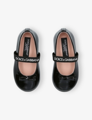 DOLCE & GABBANA: Bow Patent-Leather Ballerina Shoes