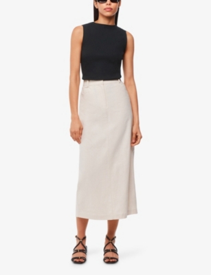 WHISTLES: High-Neck Ribbed Sleeveless Stretch-Cotton T-shirt