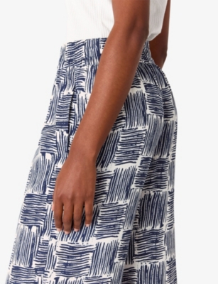 Abstract-Print Cropped Woven Trousers
