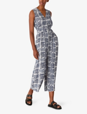Whistles Omens  Hatch Squares Graphic-print Sleeveless Woven Jumpsuit