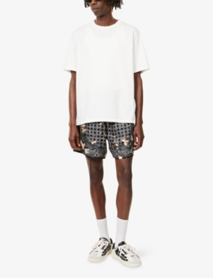 Amiri Silk Bermudas With Pattern And Adjustable Waistband In Black