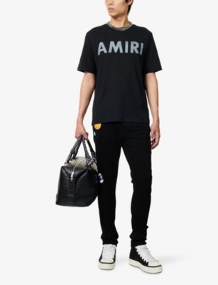 Amiri Black Cotton T-shirt With Bold Logo Statement