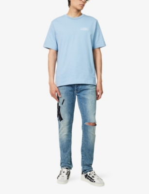 Amiri Mens Ocean Sky Three Star Short-sleeves Relaxed-fit Cotton-jersey T-shirt