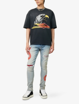 Amiri Mens Black Eagle Graphic-print Cotton-jersey T-shirt