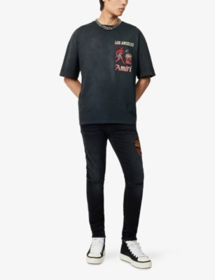 Amiri Mens Black Crystal-embellished Sinners Cotton-jersey T-shirt Xl In Black