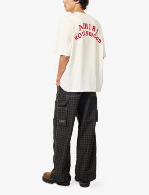 Amiri Mens Ivory Red Holly Text-print Cotton T-shirt Xl In Neutral