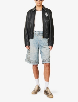 AMIRI: Graphic-Pattern Embellished Denim Shorts