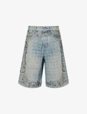 AMIRI: Graphic-Pattern Embellished Denim Shorts