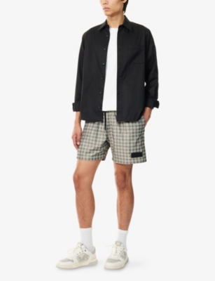 Amiri Mens Black Ma Quad Logo-embroidered Swimming Trunks In Multi