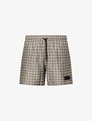 Amiri Mens Black Ma Quad Logo-embroidered Swimming Trunks In Multi