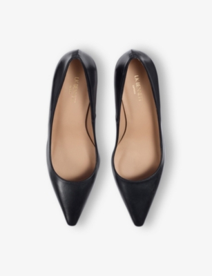 Lk Bennett Womens Bla-black Ava Leather Heeled Courts Eur 37 / 4 Uk