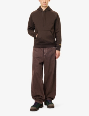 Carhartt Mens Tobacco / Gold Chase Relaxed-fit Cotton-blend Hoodie In Brown