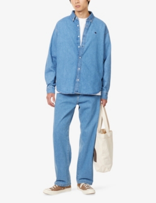 Carhartt Mens Blue Landon Wide-leg Relaxed-fit Denim Jeans In Blue