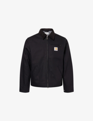 Carhartt Mens Black / Black Detroit Logo-patch Cotton Jacket In Black