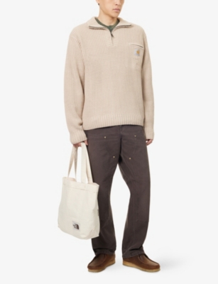 Carhartt Mens Fleur De Sel Detroit High-neck Knitted Jumper Xl In Brown