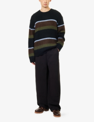 Carhartt Mens Black Double Knee Wide-leg Cotton-blend Jogging Bottoms Xl In Black