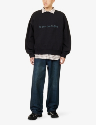 Carhartt Mens Black Embroidered-text Long-sleeve Cotton-jersey Sweatshirt In Black