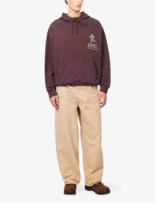 Carhartt Mens Palisander Distance Relaxed-fit Cotton-jersey Hoodie In Burgundy