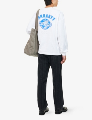 Carhartt Ip Mens Embroidered-logo Long-sleeve Cotton Top White Xl In White