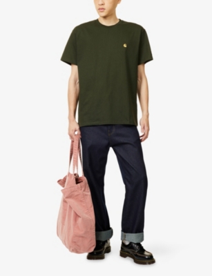 Carhartt Mens Olive / Gold Chase Logo-embroidery Cotton-jersey T-shirt In Multi
