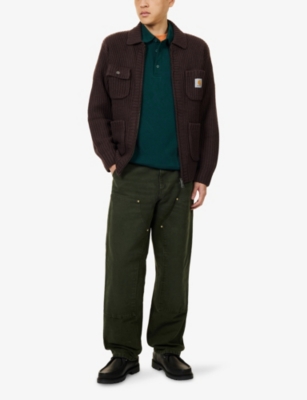 Carhartt Mens Olive Double-knee Straight-leg Denim Trousers In Green