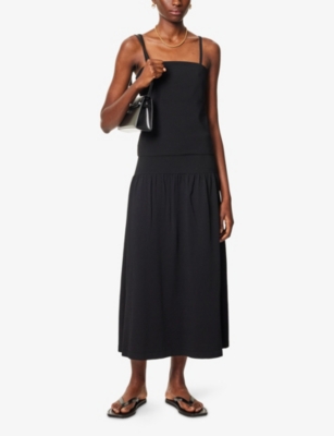VINCE: Pleated High-Waist Knitted Midi Skirt