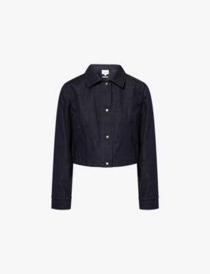 Vince Womens Deep Indigo Regular-fit Cropped Denim Jacket In Purple