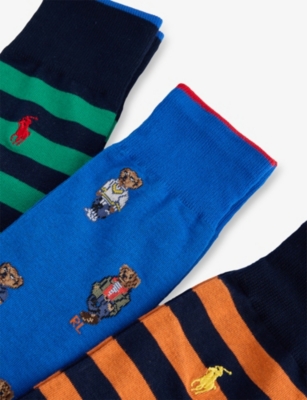 Polo Ralph Lauren Men's Mini Bear & Stripe Socks Gift Box In Multi