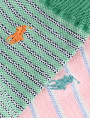 POLO RALPH LAUREN: Logo-Embroidered Pack-Of-Two  Striped Stretch-Cotton Socks
