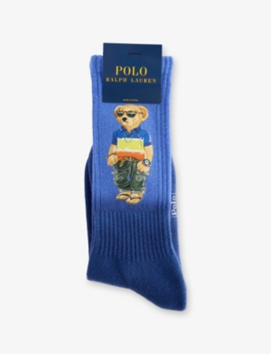 POLO RALPH LAUREN: Bear-Print Dip-Dye Stretch-Cotton Crew Socks