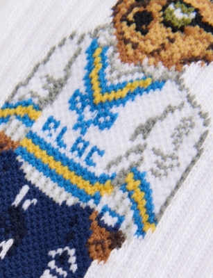 POLO RALPH LAUREN: Bear-Intarsia Ribbed Stretch-Cotton Crew Socks