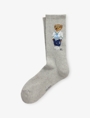POLO RALPH LAUREN: Polo Bear-Intarsia Stretch Cotton-Blend Socks