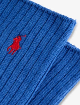 POLO RALPH LAUREN: Logo-Embroidered Ribbed Stretch-Cotton Crew Socks