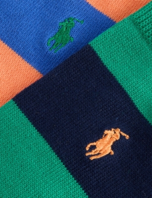 POLO RALPH LAUREN: Logo-Embroidered Pack-Of-Two Colour-Block Stretch-Cotton Crew Socks