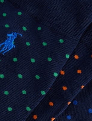 POLO RALPH LAUREN: Polka-Dot Pack-of-Three Stretch-Cotton Crew Socks