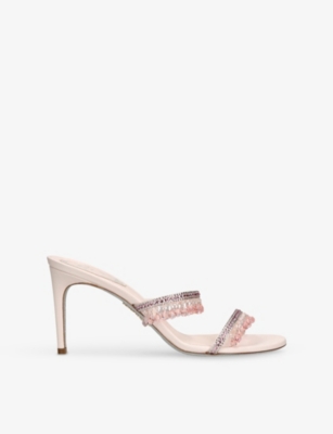 RENE CAOVILLA: Chandelier 80 Crystal-Embellished Heeled Satin Sandals