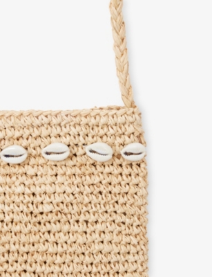 The White Company S Seashell-embellished Raffia Cross-body Phone Pouch Natural