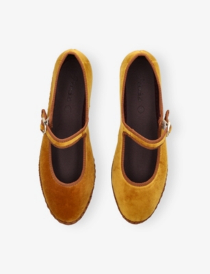 FLABELUS: Amaranta Velvet Mary-Jane Flats